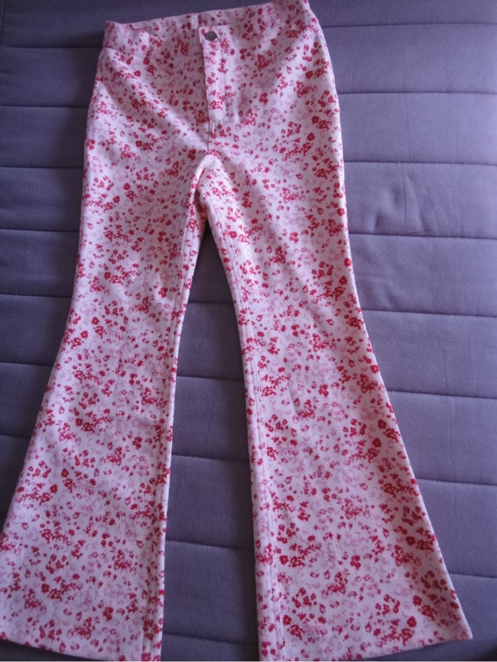 Girls Pink Floral Flared Jeans